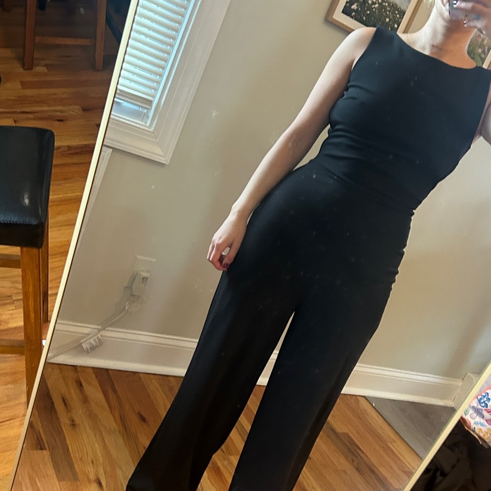 Lulu's Black Ruffle-Back Jumpsuit - Picture 2 of 5